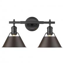  3306-BA2 BLK-RBZ - Orwell 2-Light Vanity Light in Matte Black with Rubbed Bronze